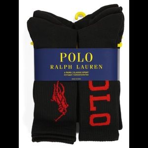 6pk. Mixed Polo Ralph Lauren Crew Athletic Socks